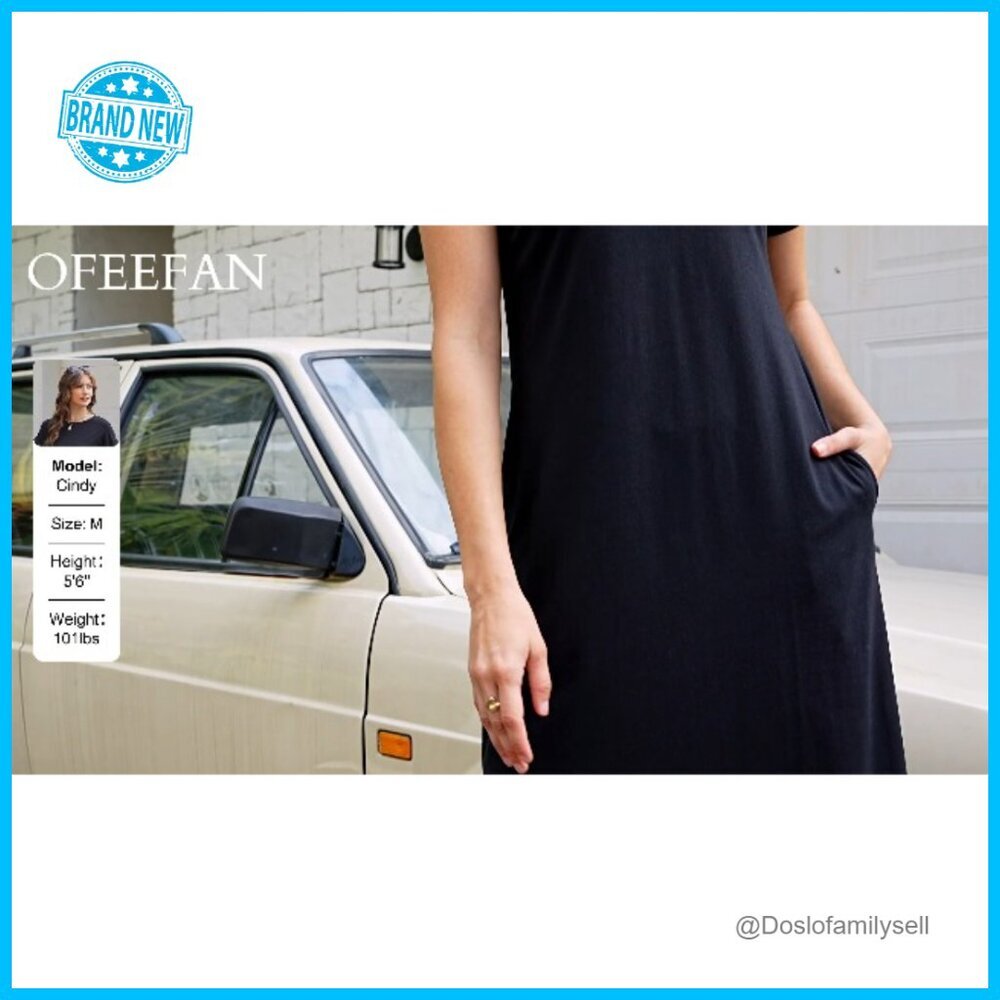 Casual Maxi Dress Short Sleeve T-Shirt Style with Pockets Travel Outfit - Picture 7 of 7